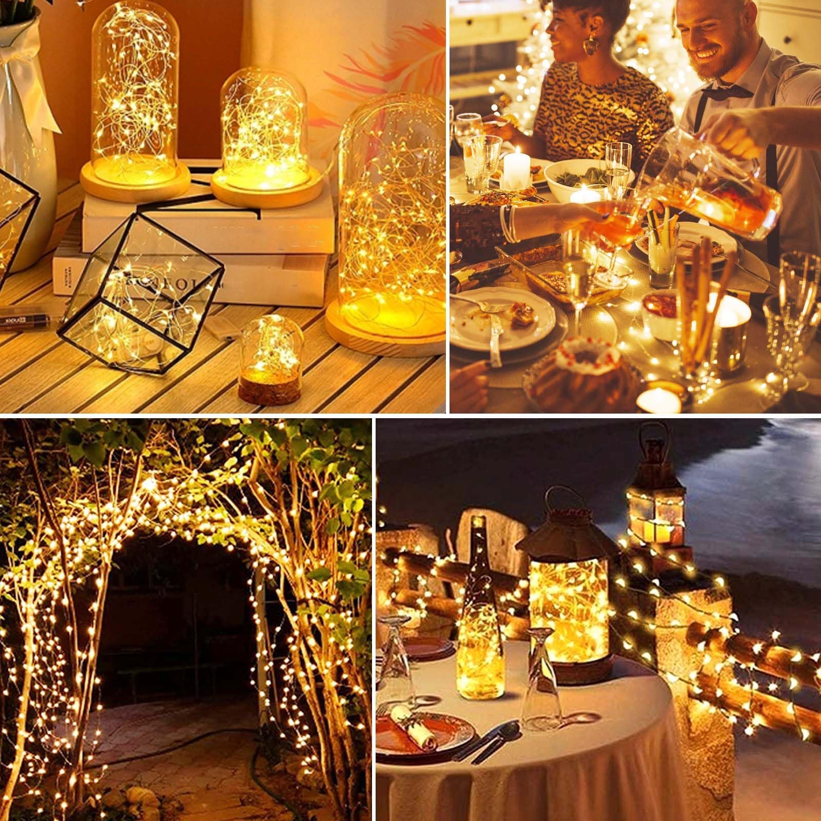litogo 10 Stück 5M 50LED Lichterkette Batterie mit Timer und Fernbedienung 8 Modi Wasserdicht Warmweiß Lichterkette für Innen und Außen Weihnachten Garten Party Hochzeit Dekoration