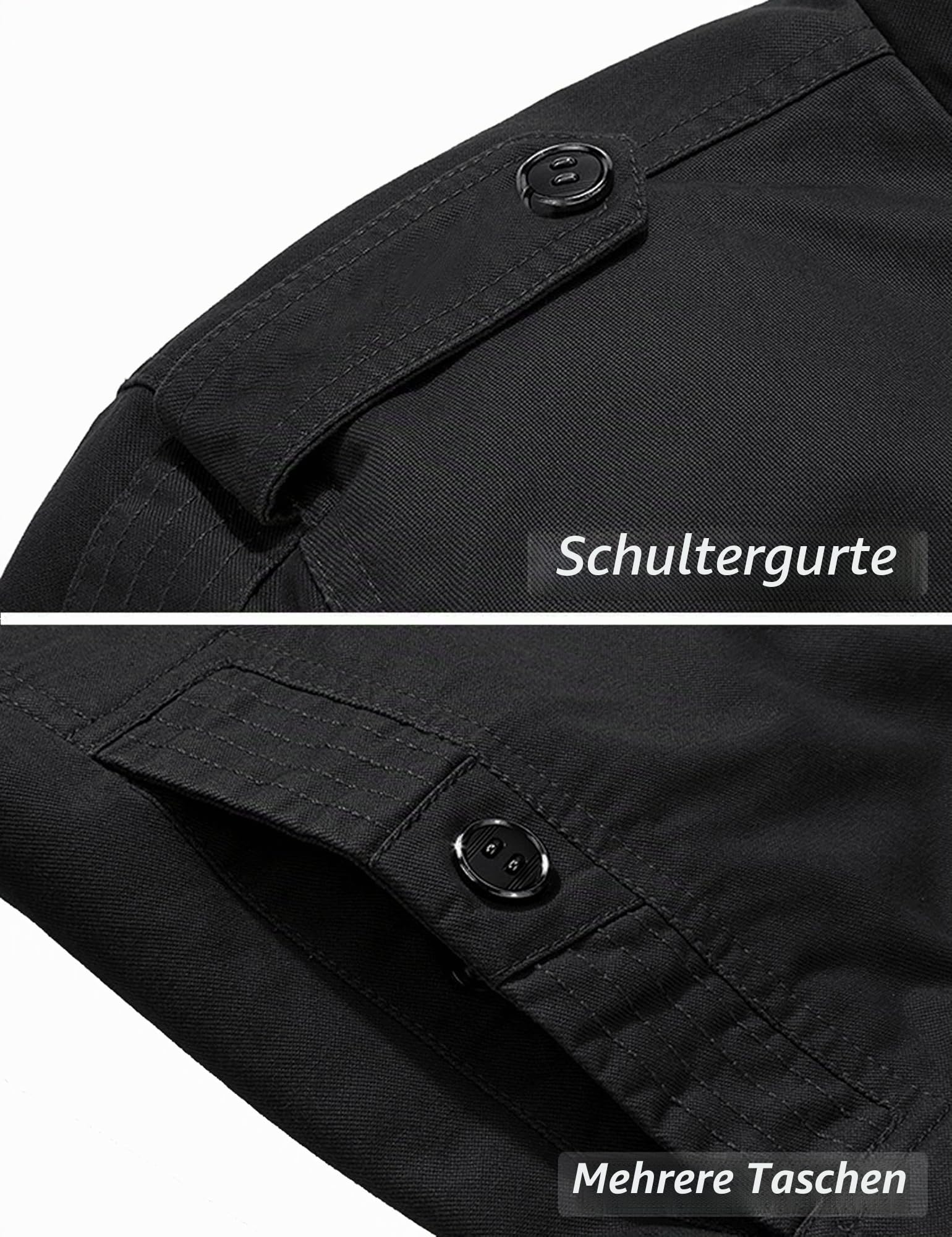 TACVASEN Herren Fleecejacke Warme Jacke Winter Thermojacke Gefüttert Übergangsjacke Militär Feldjacke Cargojacke mit Taschen | Baumwolle Gefüttert Vintage Herrenjacke Casual Windbreaker Jacke Blouson Lang Arbeitsjacke Für Männer