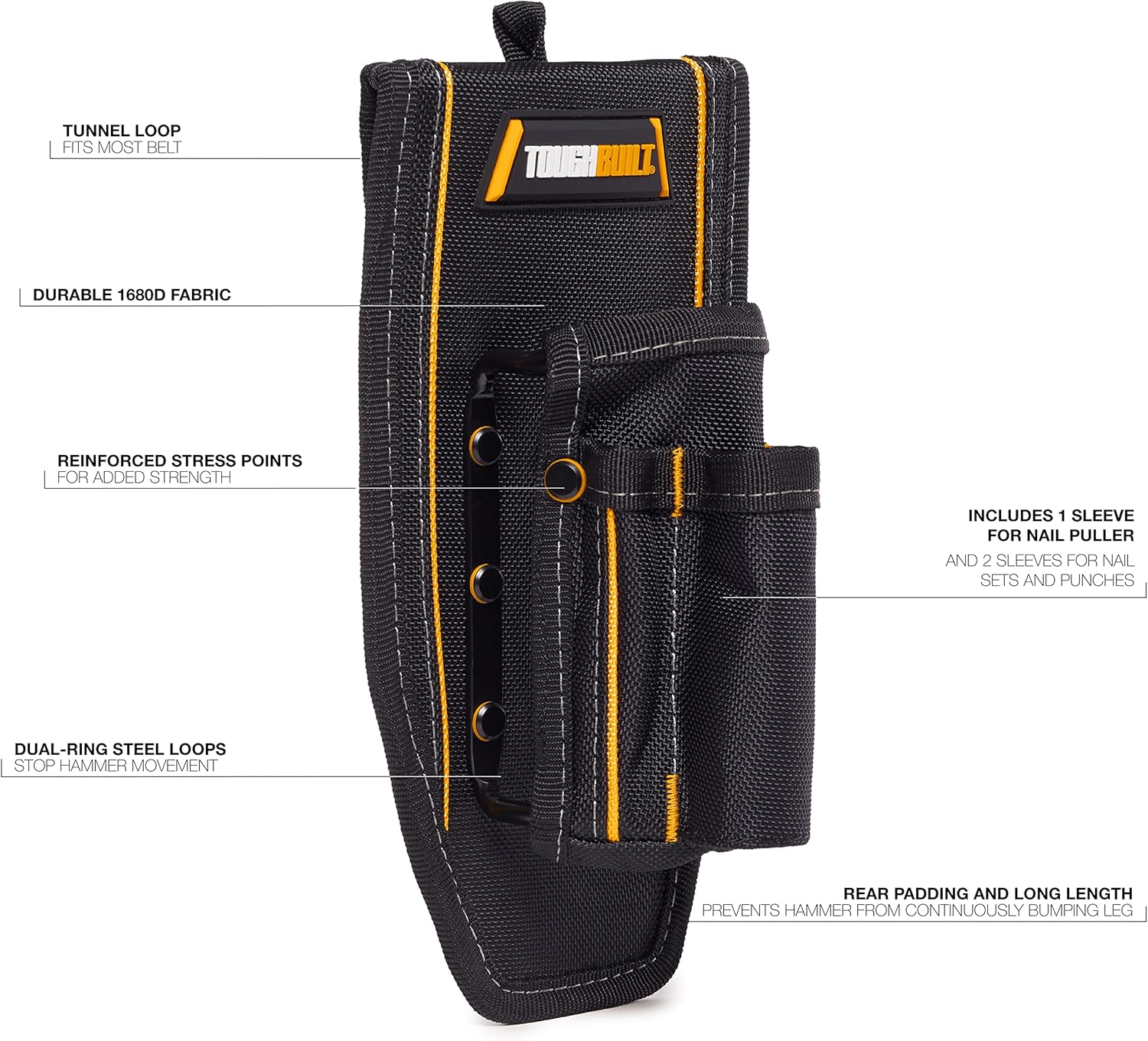 ToughBuilt – Tool Holder, Durable Construction with Pockets & Loops for Construction and Trade Work