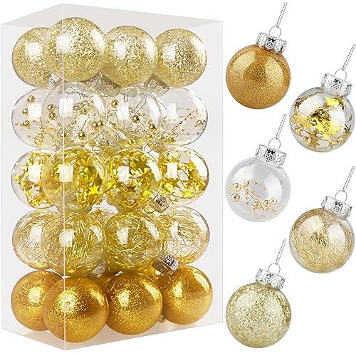 Immagine del prodotto Palline di Natale Oro 6 cm 30 pezzi Decorazioni Albero di Natale, Palle di Natale Trasparenti Particolari Palline Albero Natale con Cordino, Palle Addobbi Natalizi per Decorazione Natalizia Casa