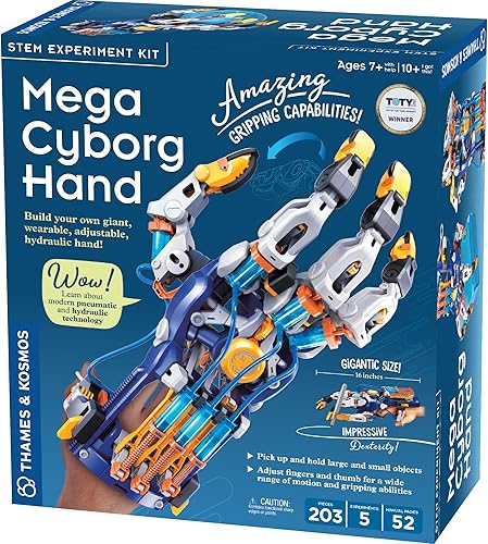 Thames & Kosmos Mega mano cyborg STEM - Kit de experimento | Construye tu propia mano hidráulica gigante | Increíbles capacidades de agarre |