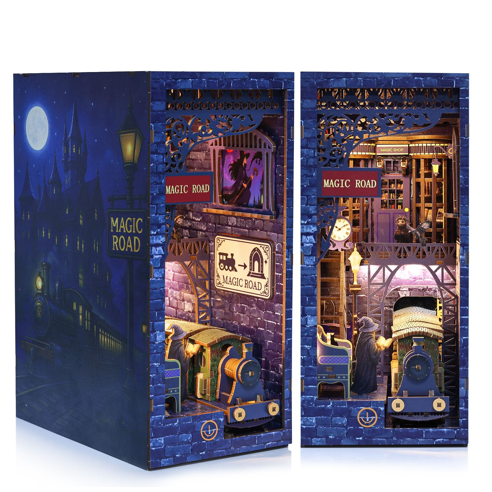 Kit 3D fai da te per angolo del libro, kit per angolo libro con LED, kit fai da te in miniatura per casa delle bambole per adulti e ragazzi, decorazione per casa delle bambole 3D, puzzle in legno