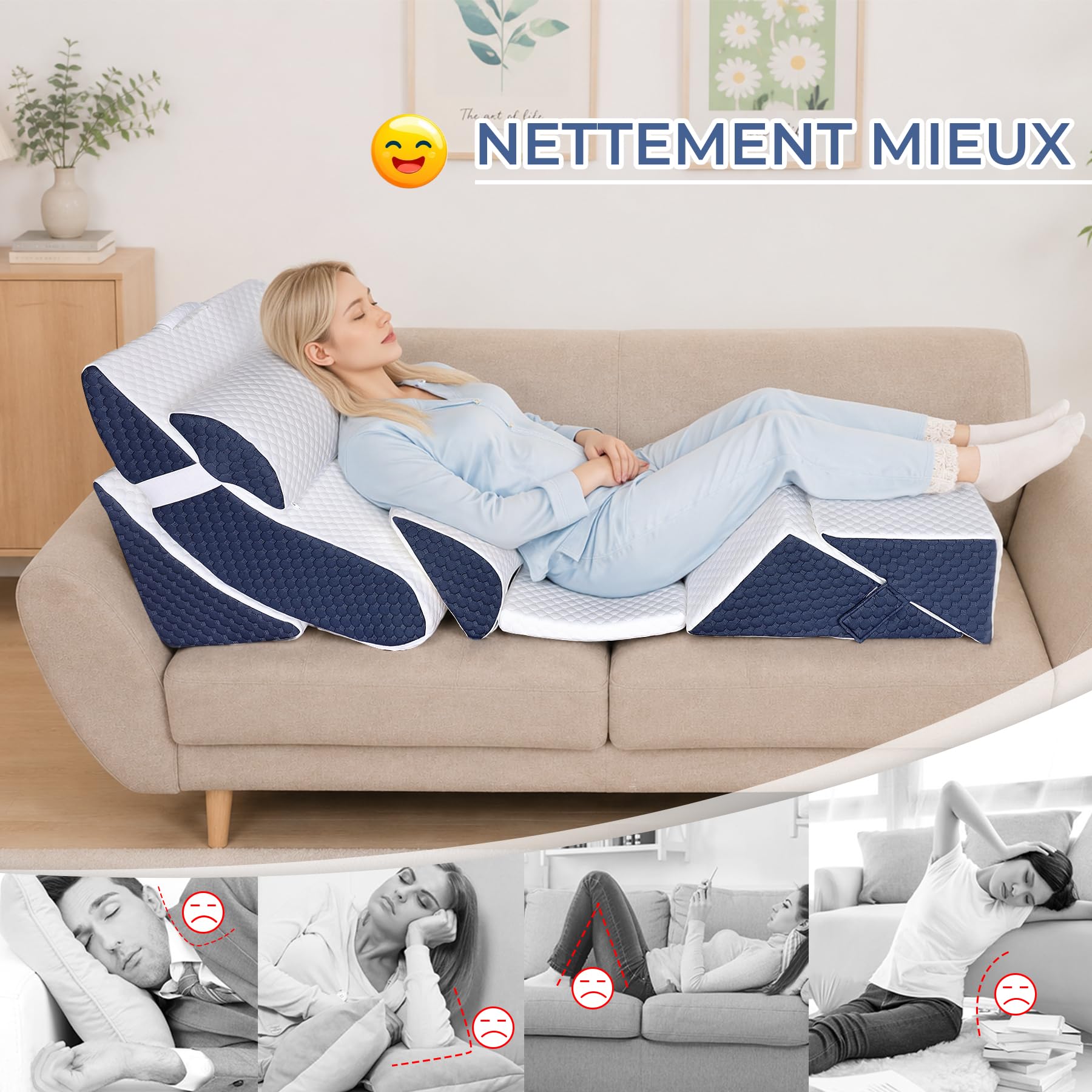 INFANZIA Lot de 7 Coussin Incliné Modulable, Mousse à Mémoire de Forme