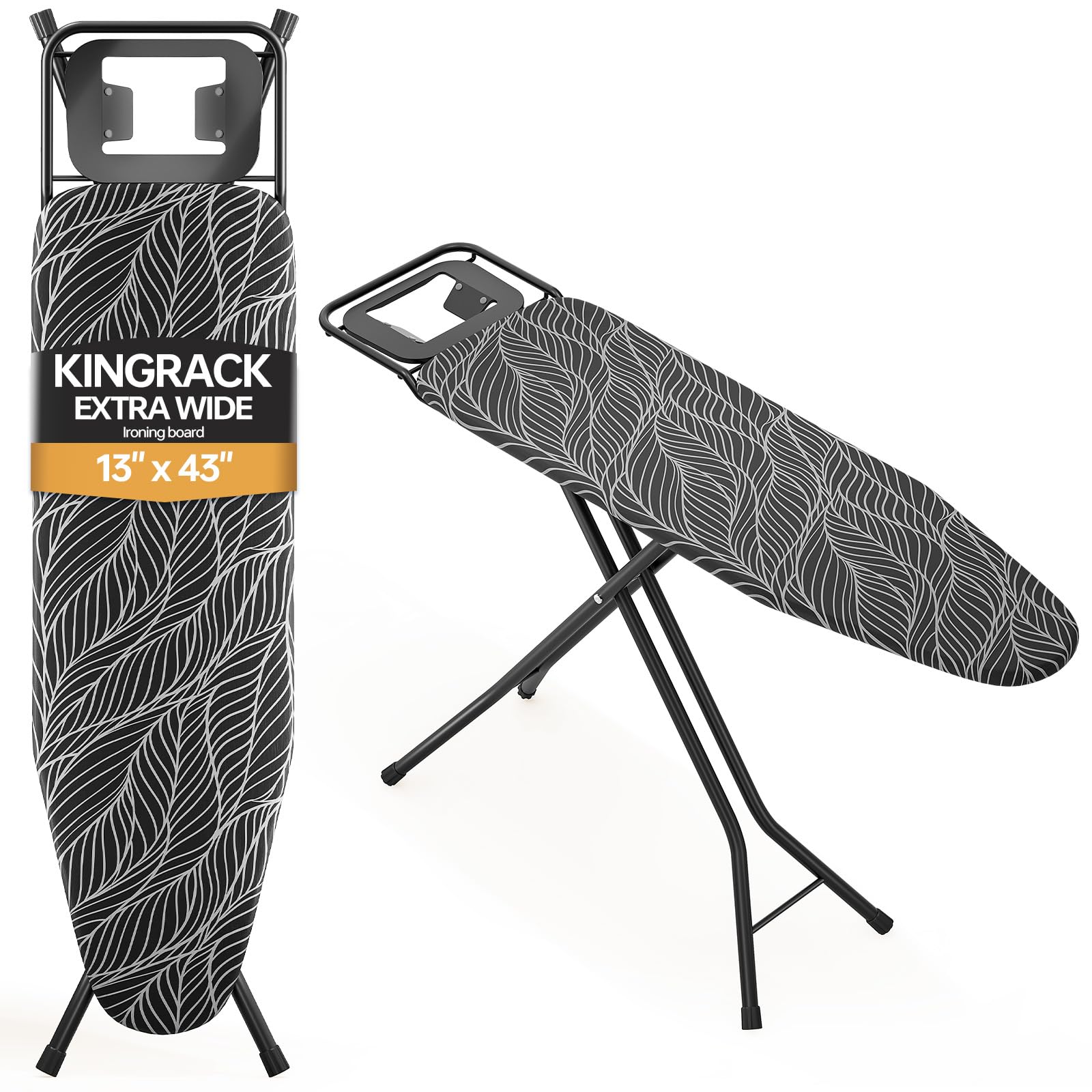 KINGRACK Bügelbrett mit Ablage, 7-Fach höhenverstellbar, 110 * 33cm, Grau
