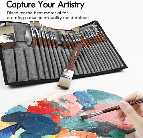 Miniatura 5 de Juego de 25 pinceles de pintura, serie profesional de artistas, pinceles de pintura acrílica sintética con plano, filbert, abanico, daga, lengua de
