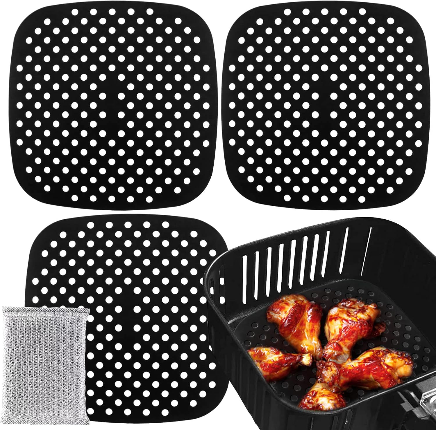 Reusable Air Fryer Liners 3 Pack For 5QT Or Bigger