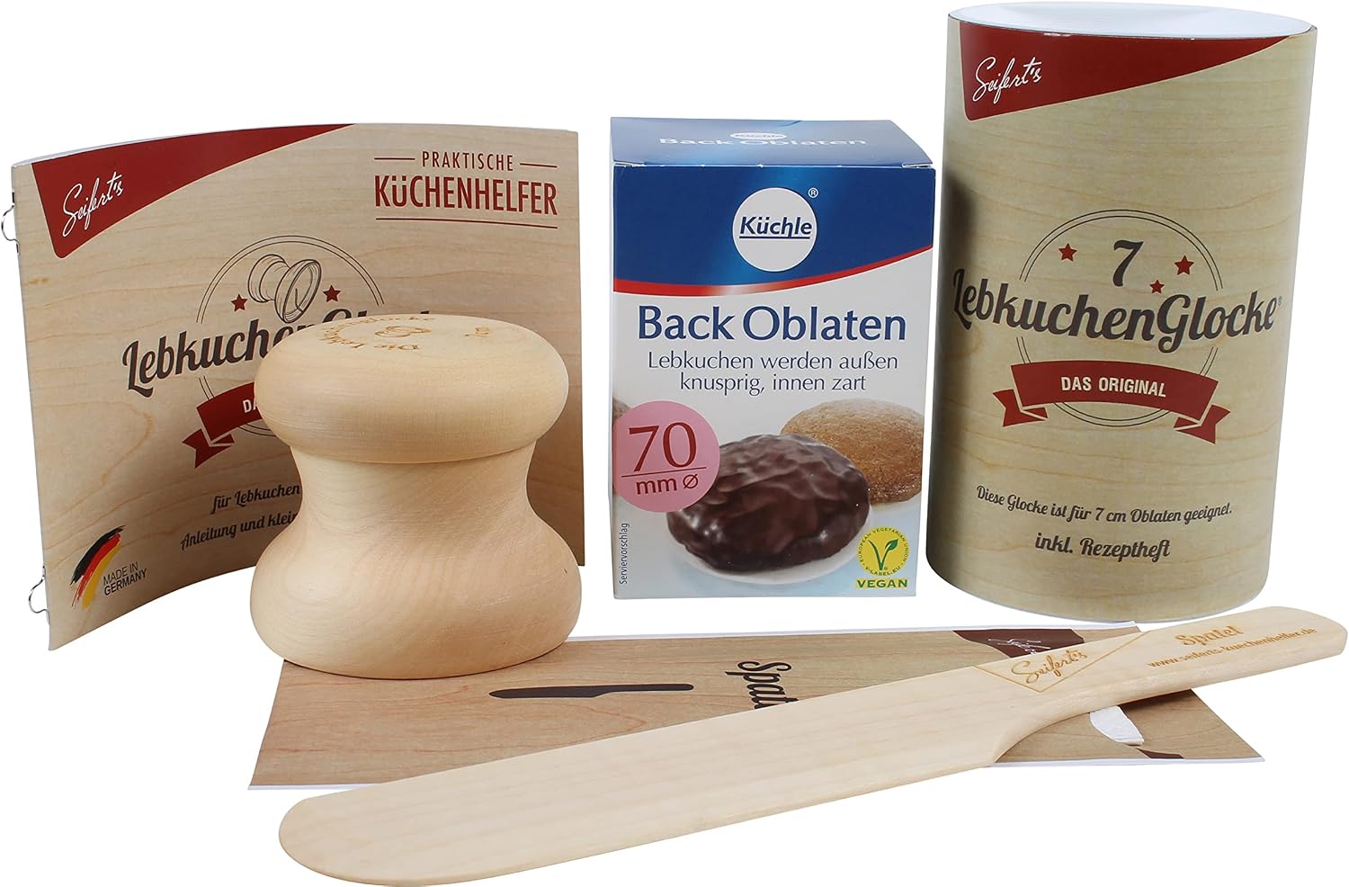 Lebkuchenglocke Aus Ahornholz 9 Cm – Inkl. Rezeptheft, Made In Germany
