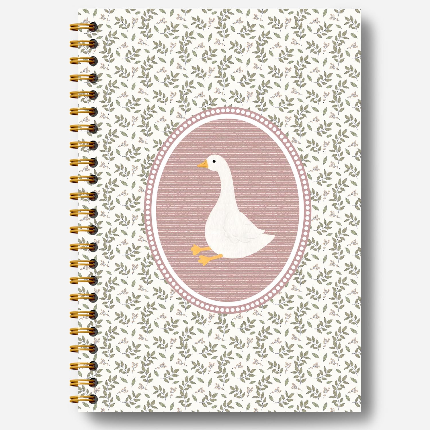 Guymn Pink Vintage Goose Notebook, Cute Cottagecore Botanical Goose Journal, Farm Animal Journal, Animal Lover Gifts Hardcover Spiral Notebooks