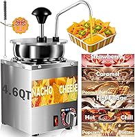 Vista 10 de Dispensador de queso Nacho, dispensador de queso nacho de 4.6 cuartos de galón con bomba, calentador de queso de dulce de azúcar caliente de acero
