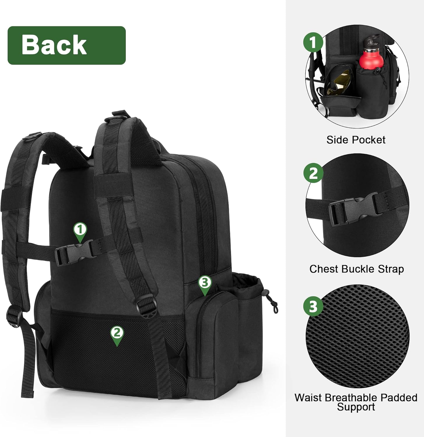 DSLEAF Tactical Pistol Backpack with 4 Pistol Cases, Gun Backpack for Handgun with 17x Magazine Slots for Hunting and Shooting