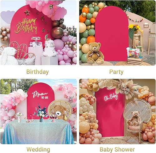 Miniatura 6 de OldPAPA Cubierta de arco de boda de 6.6 pies, cubierta de fondo de arco ajustable de elastano, parte superior redonda, soporte de telón de fondo de