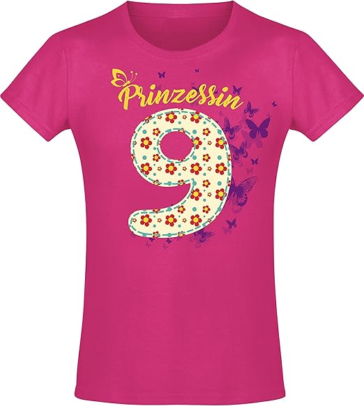 Baddery Geburtstagsshirt 9 Jahre Mädchen - Geburtstagsgeschenk Mädchen
