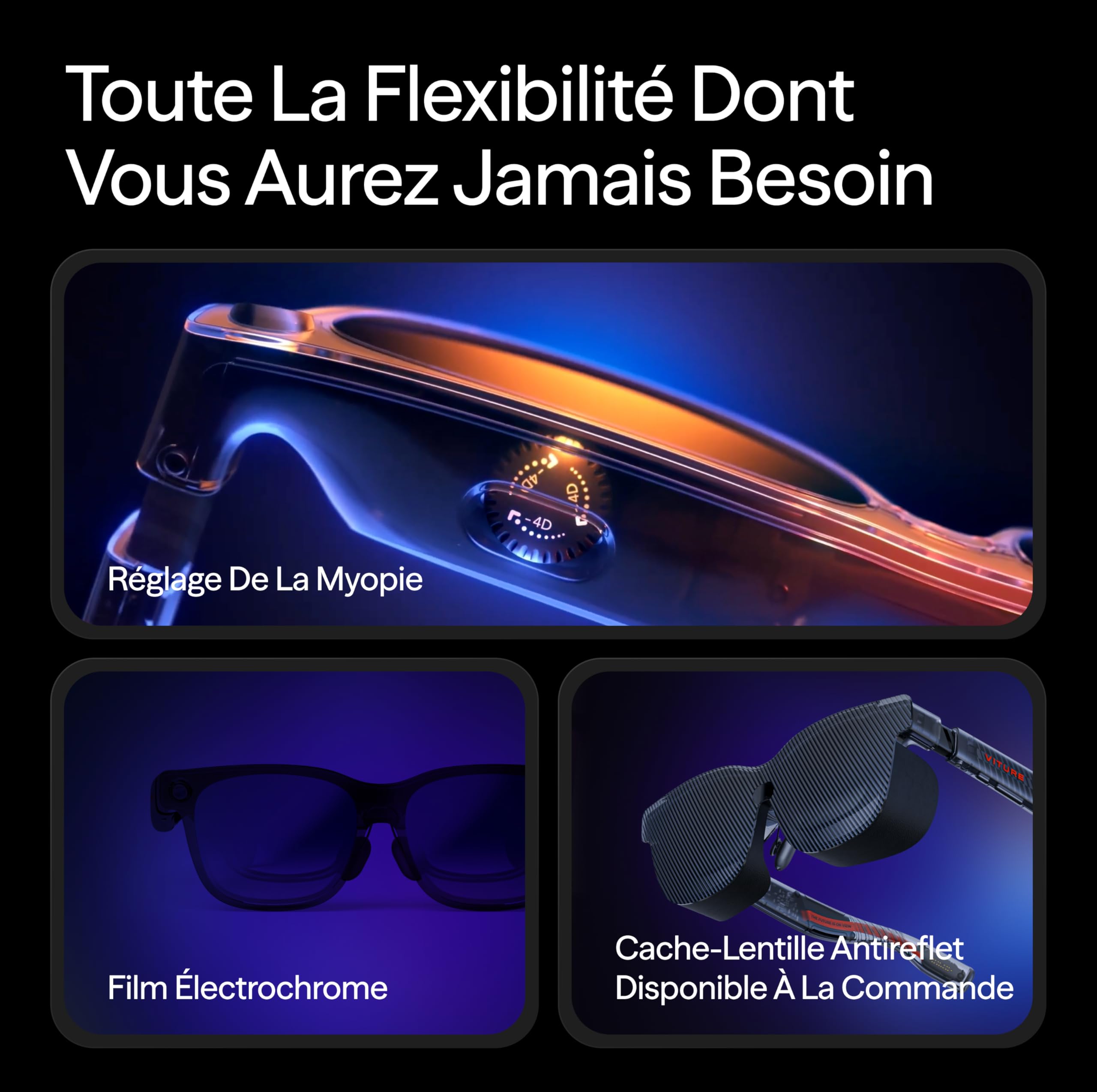 VITURE Lunettes XR Luma Pro — Écran Ultra Net de 152” en 1200p 120Hz, FOV 52°, Film Électrochrome, Harman Audio, Compatibles avec iPhone 17/16/15, Android, Mac, PC, Steam Deck, Switch 2 – Standard