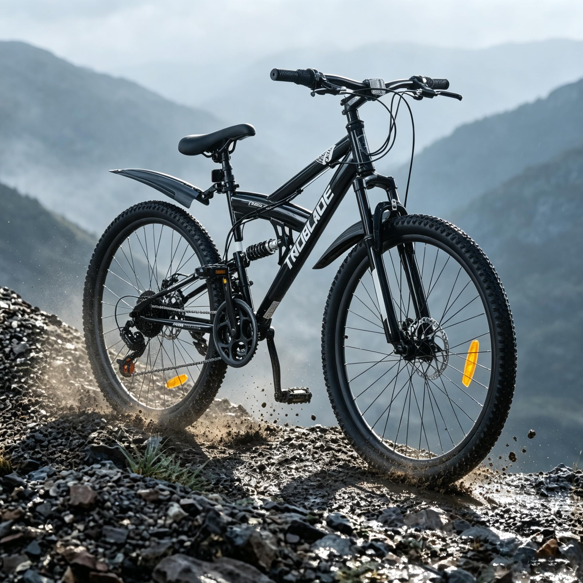 LSBIKE 24/26/27.5 Inch Full Suspension Mountain Bike, 21 Speed Adult Mountain Bicycle with Front & Rear Disc Brake Men Women MTB Road City Bike w/Carbon Steel Frame Double Rim Wheel (Black, 27.5inch)