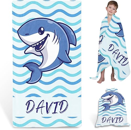 Miniatura 8 de Toallas de playa personalizadas de dinosaurio para niños, toallas de playa personalizadas con nombre para niños, microfibra de secado rápido, sin