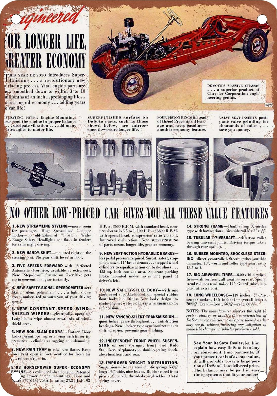 Miaomansenstore Metal Sign - 1939 Desoto Vintage Ad 14 - Old Retro Rusty Look Home Decor