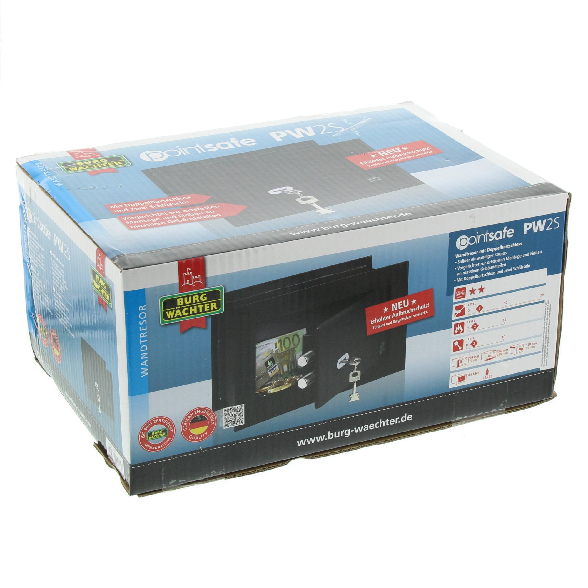 BURG-WÄCHTER Point Safe Caja fuerte empotrable con llave 4,5 l 9,4 kg PW 2 S Negro