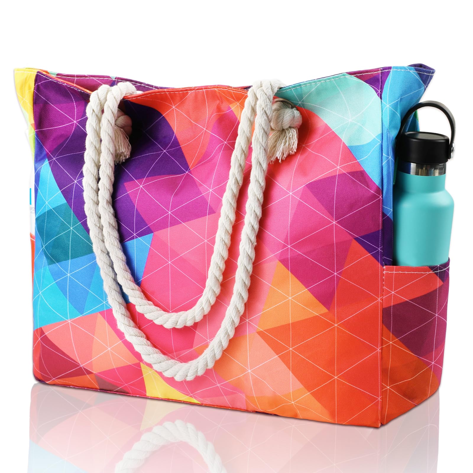 Clothirily Beach Bag for Women - Large Beach Tote Bag, Waterproof Sandproof Beach Bag with Zipper, Large Swim Pool Beach Tote