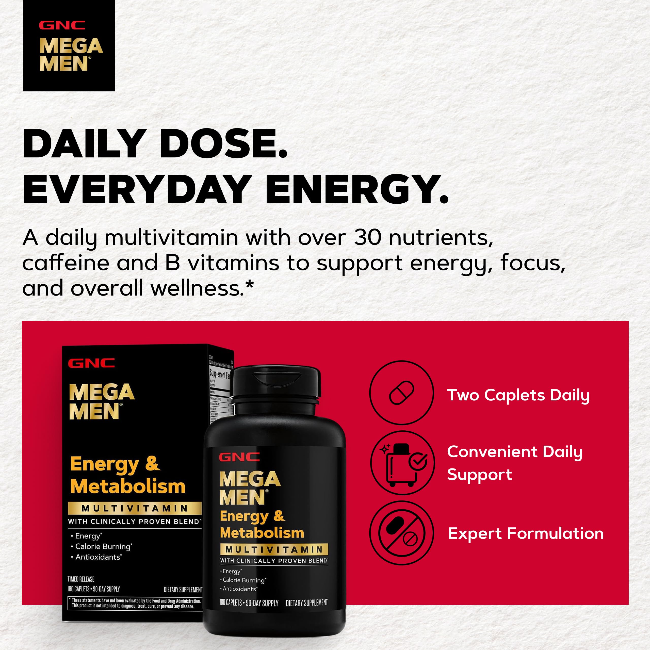 GNC Mega Men Energy & Metabolism Multivitamin for Men, 180 Count — Amazon image 3