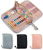 MYBAGZING Crochet Hook Case – Empty Organizer with 24 Slots for Crochet Hooks & Ergonomic Aluminum Crochet Needles, Zipper Pocket for Accessories and Supplies
