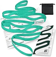 Vista 10 de Correa Trideer para estiramiento y yoga para terapia física, 10 bucles de correas de yoga para estirar, correa de estiramiento no elástica