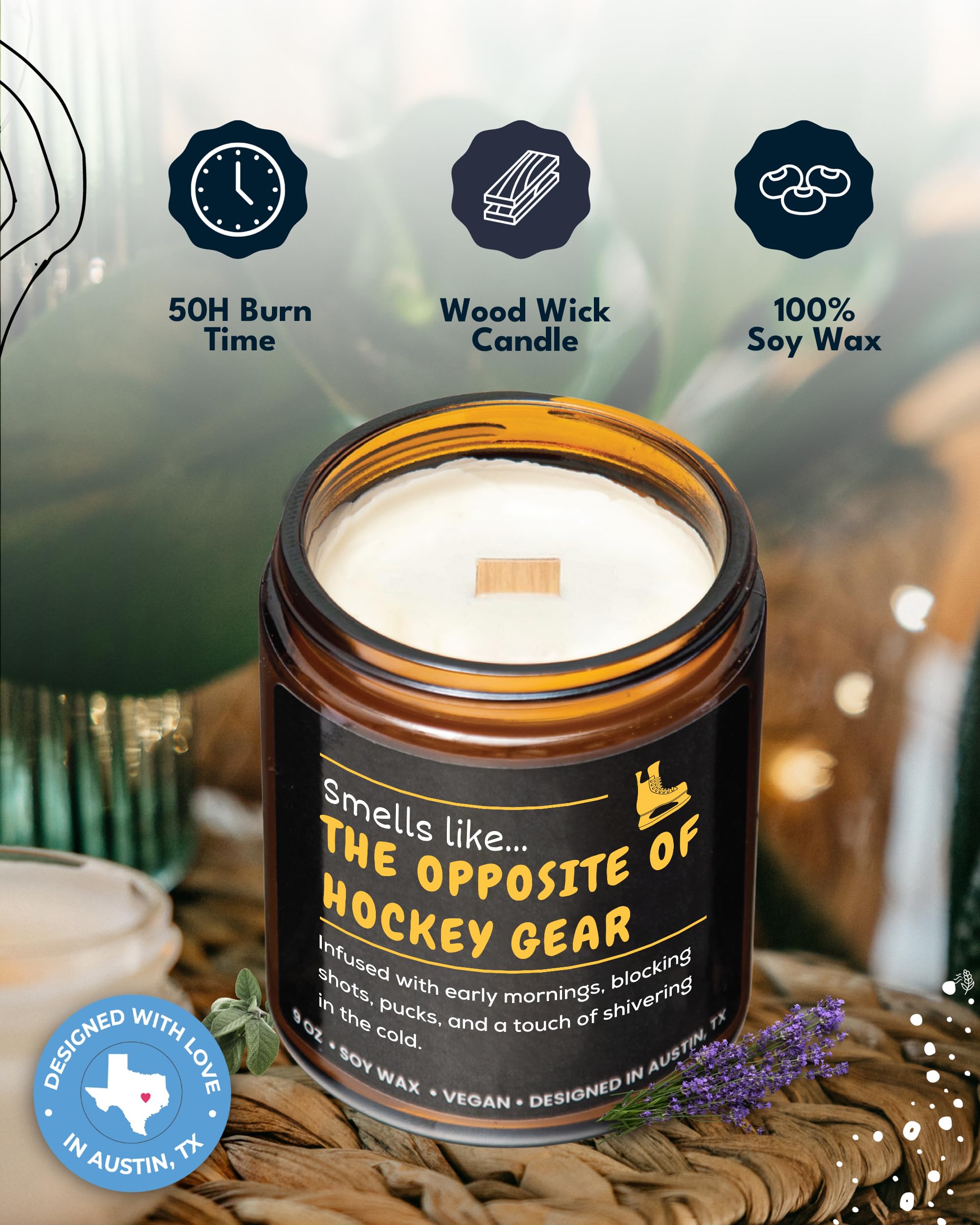 Hockey Candle, Thoughtful and Funny Gifts for Hockey Lovers, Moms, and Players, Perfect Sports Themed Gifts Ideas, Ideal for Birthdays, Christmas, Special Occasions, Long-Lasting Scent, Gift Ready