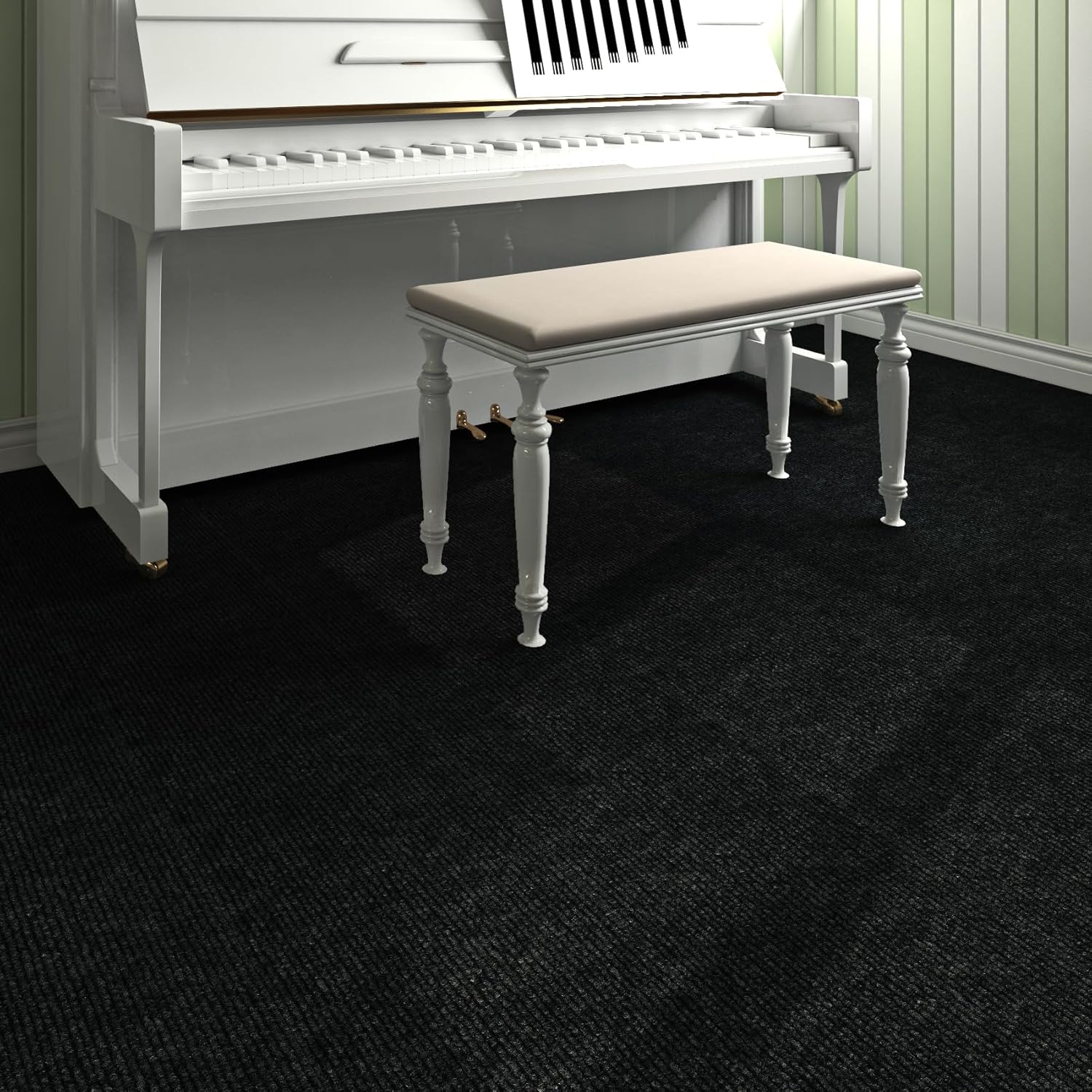 Livelynine 16pcs Black Carpet Tiles 24x24 Carpet Squares with Padding Attached Commercial Non Adhesive Waterproof Floor Tiles Washable Square Rug Large Flooring for Basement Kitchen Bedroom Kids Room