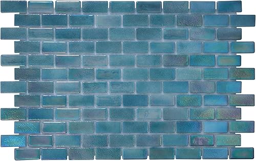 Glass Tile Love (Blue Mix) Azulejo de vidrio 100% reciclado, duchas, paredes, pisos, salpicaderos, piscinas, interiorexterior, Estilo 1X2