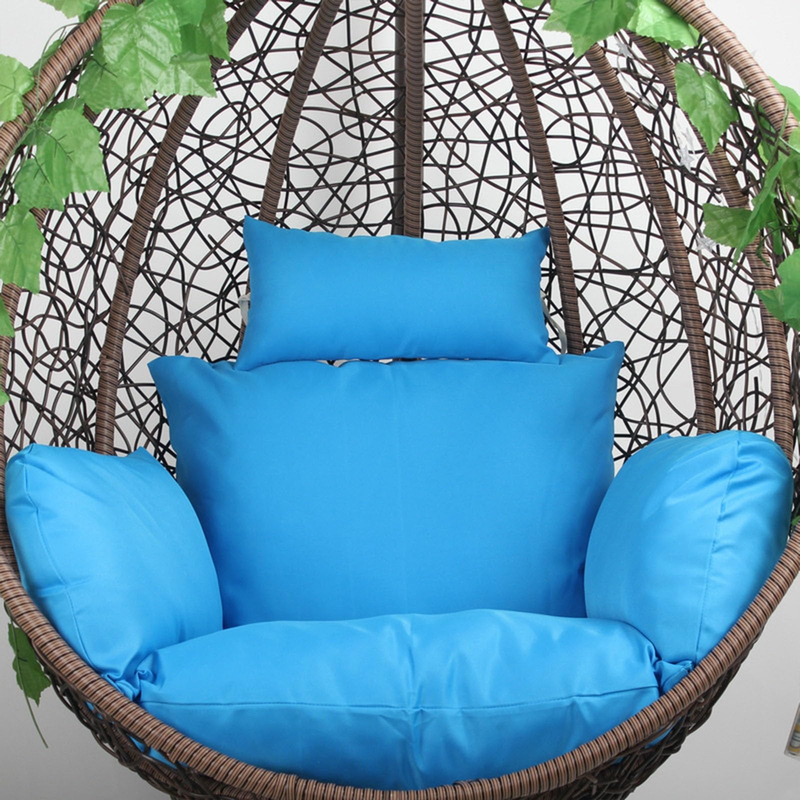 Aosrioylt Sky Blue Hanging Egg Chair Cushion Cover, Waterproof Outdoor Single Seat Swing Egg Chair Cushion Cover With Zipper, Replacement Cover For Swing Chair Cushion(Sky Blue)