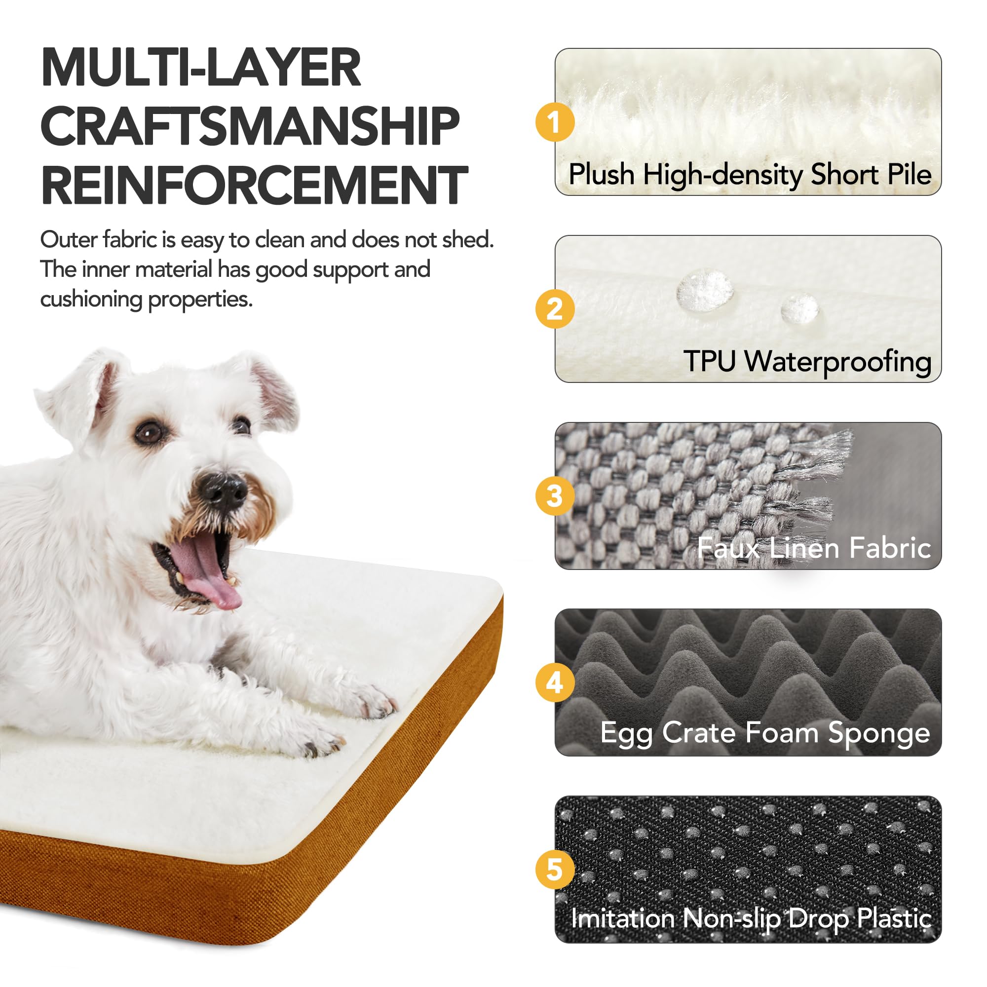 Deconovo Letto Antiscivolo per Cane, Lavabile, Morbido, Fodera Sfoderabile 91x69x8 CM Colore Della Zucca 1 Pezzo