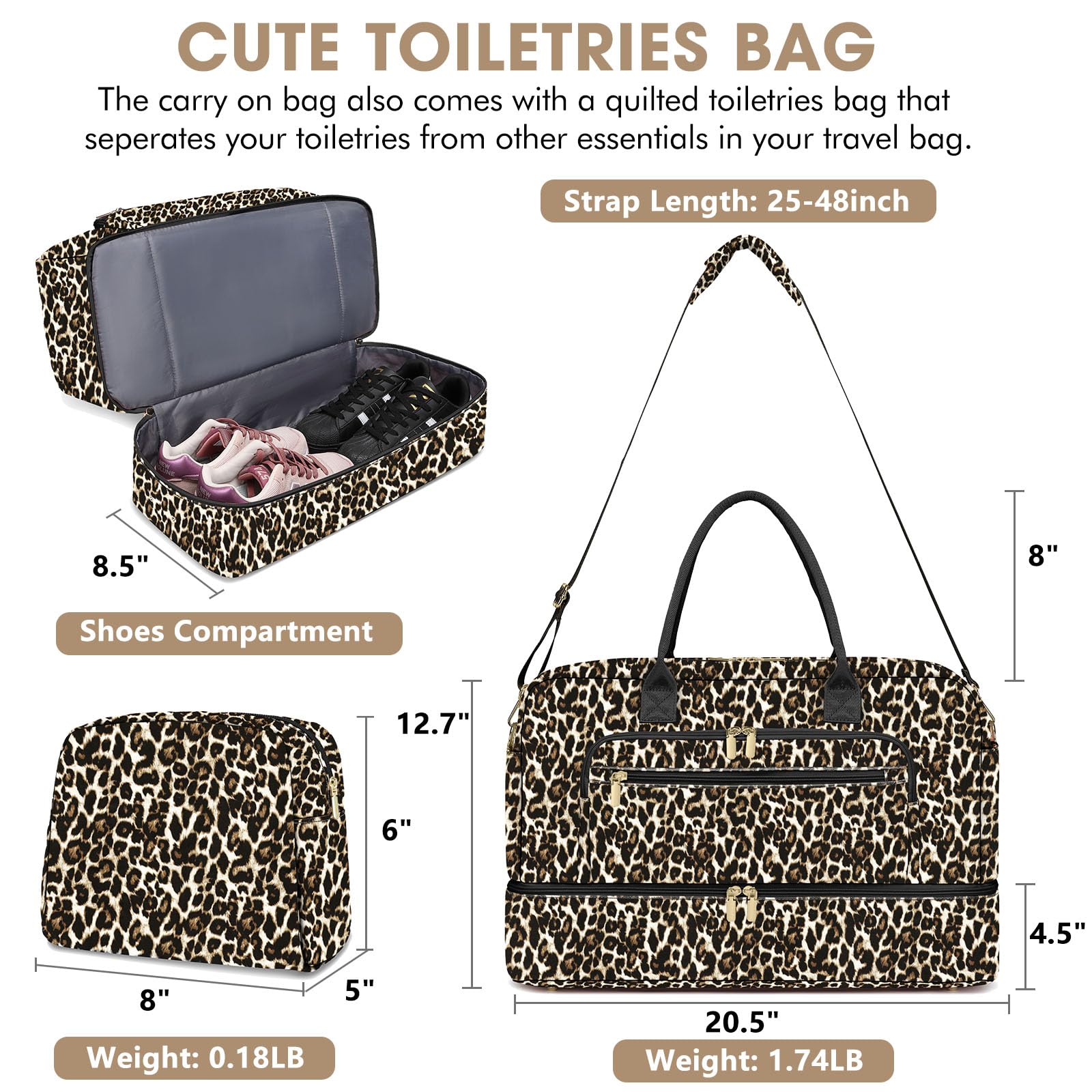 Travel Duffle Bag Weekender for Women - Carry-On Overnight Personal Item Bag with Shoe Compartment & Wet Pocket Large Weekend Tote Bags with Toiletry Hospital Bags for Labor and Delivery view 2