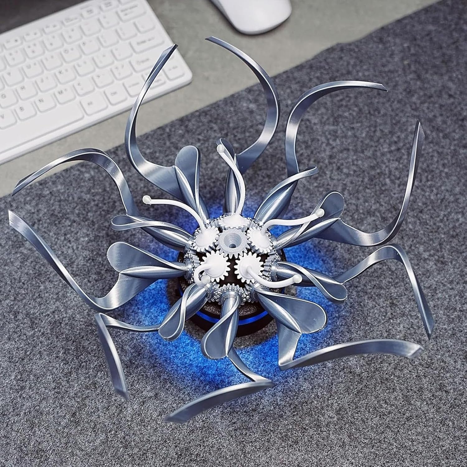 Mechanische Blumenkunst mit RGB-Beleuchtungseffekten und Fernbedienung, Desktop-Dekoration für Büro und Zimmer, 35 x 35 cm
