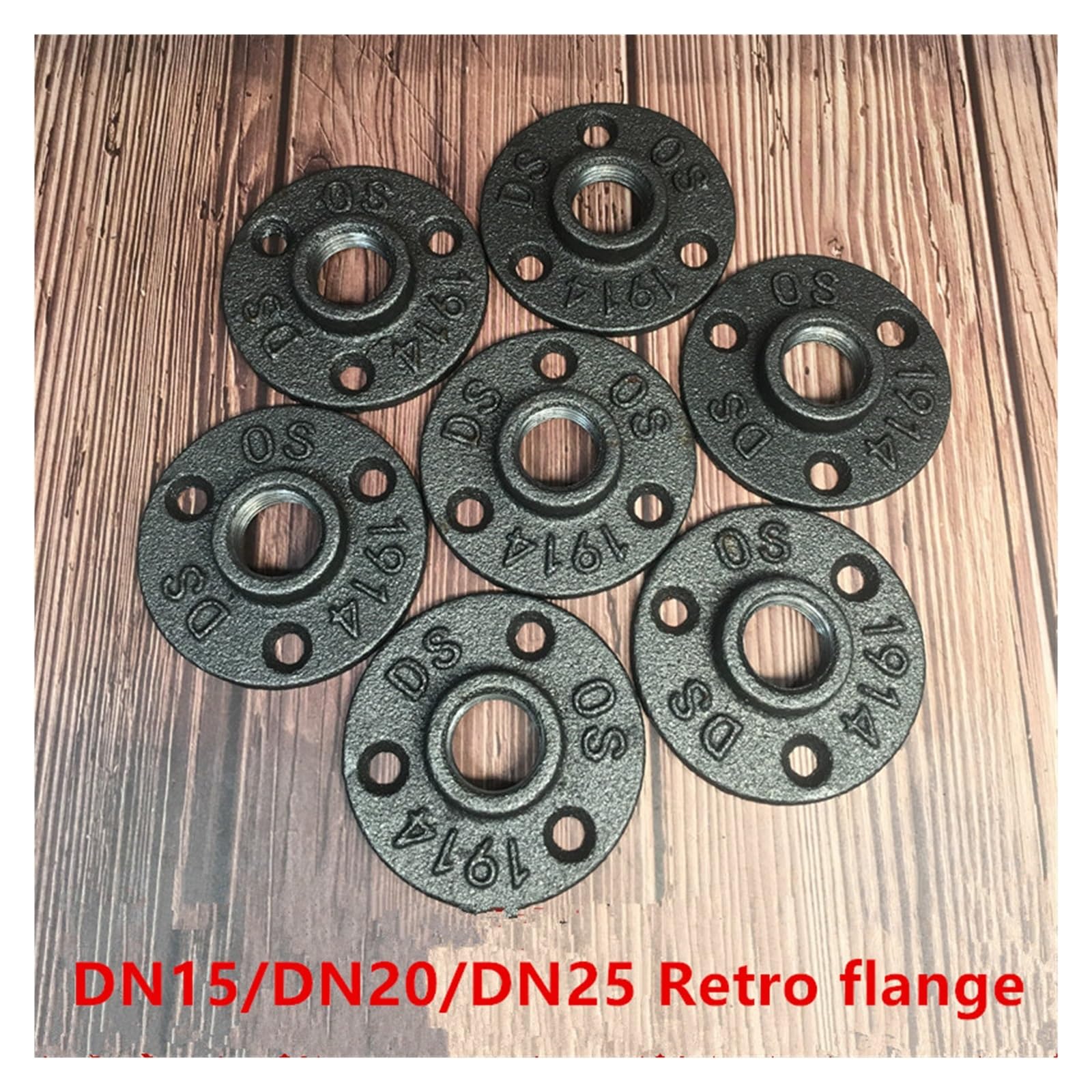 SBTRKT 10 Uds Accesorios de tubería de Hierro Montaje en Pared Piso Antiguo DN15 Pieza de Brida Herramienta de Hardware Bridas de Hierro Fundido Gietijzeren Buisleidingen (Size : DN25)