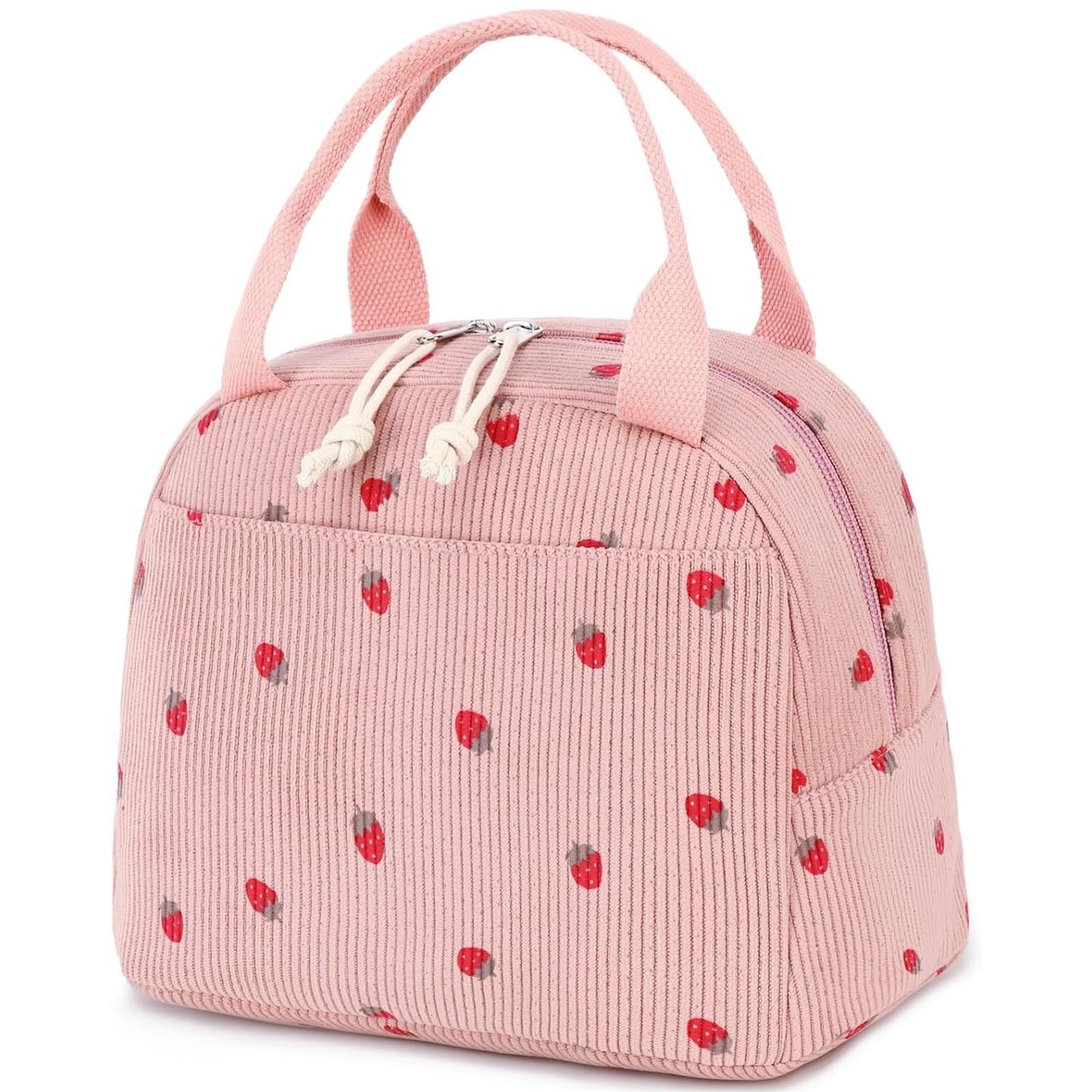 2 szt. dla kobiet i mężczyzn, sztruksowa torba na lunch(Pink)