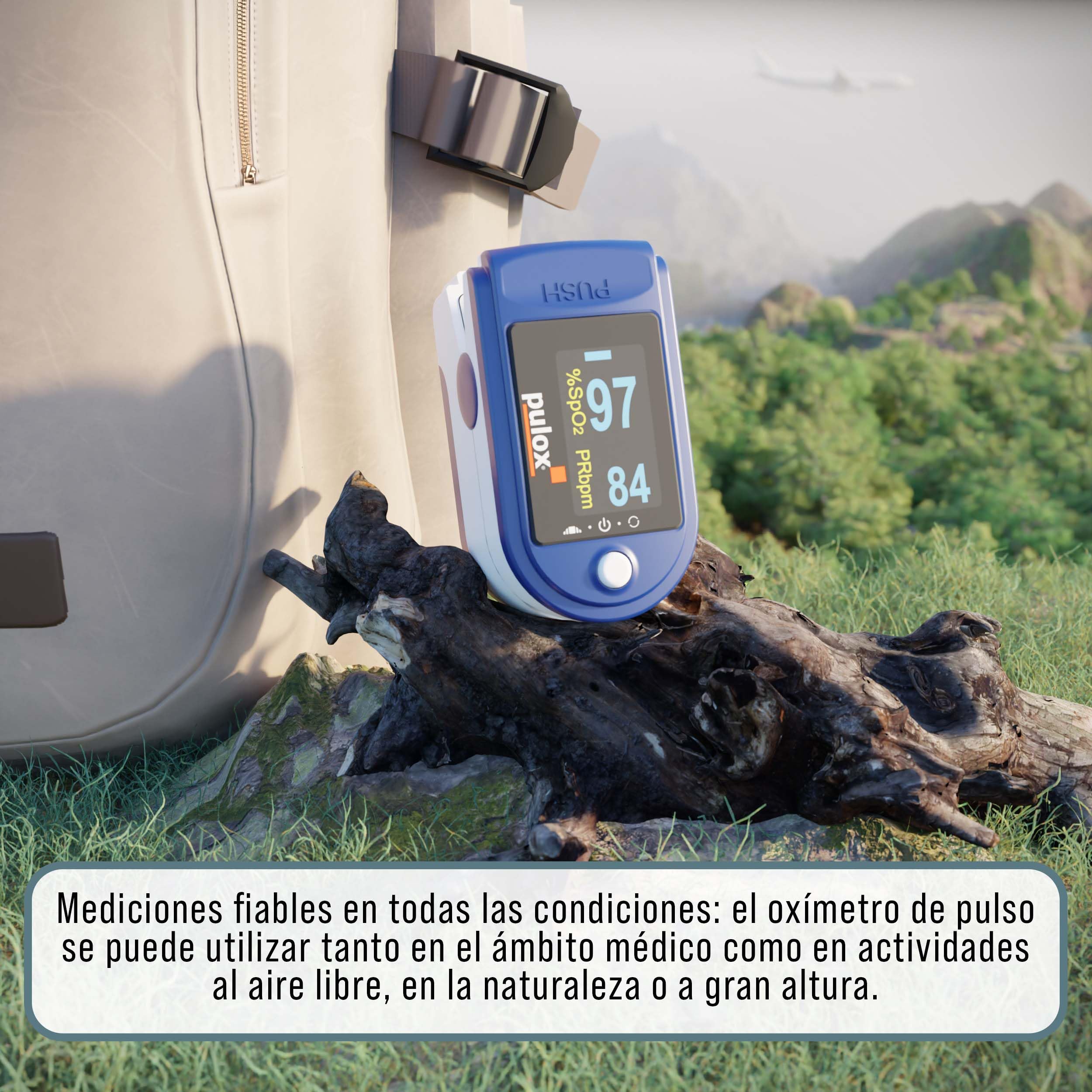 Pulsioxímetro Pulox PO-200 Set- Oxímetro de dedo profesional con accesorios - Para medir pulso, SpO2 y Índice de perfusión