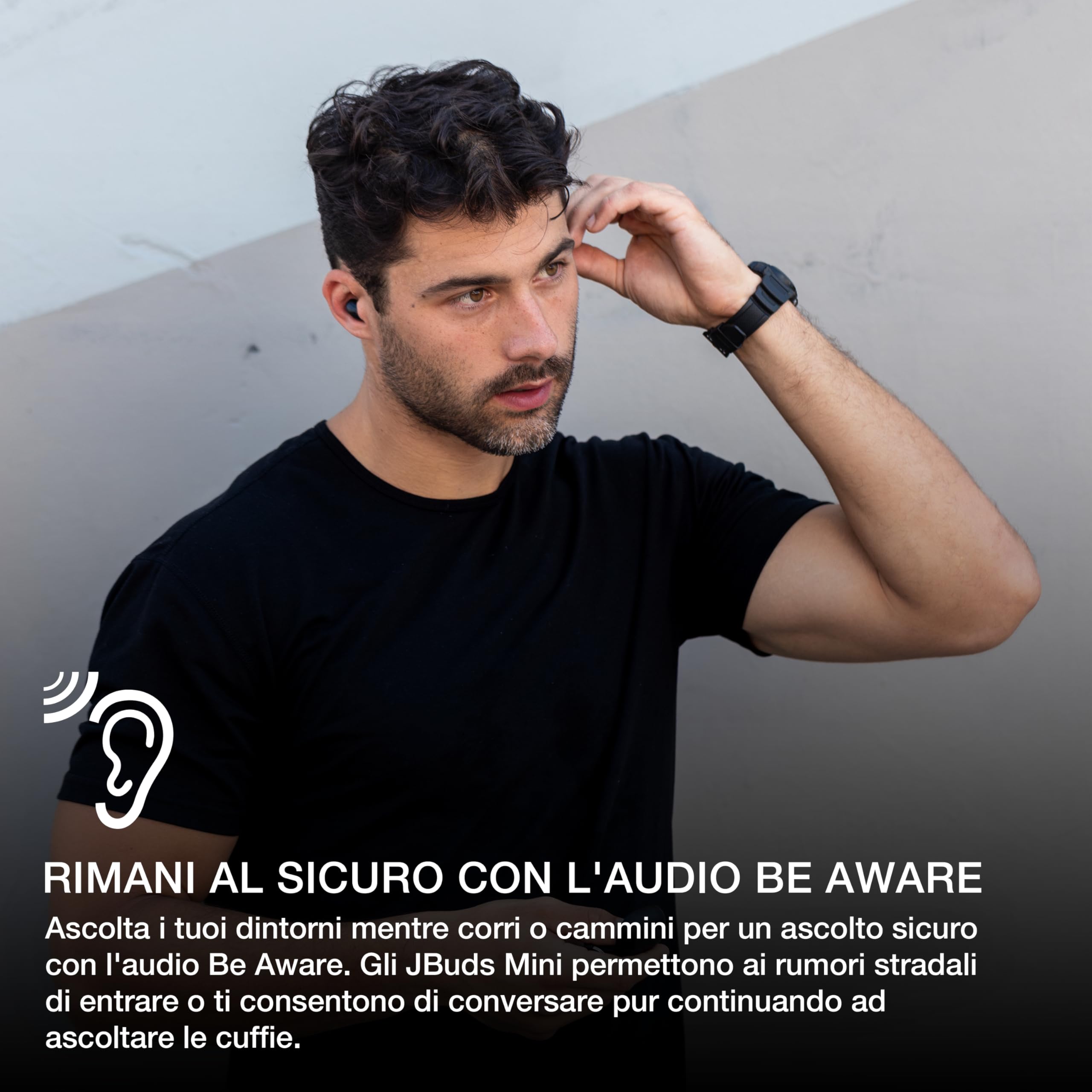 JLab JBuds Mini Cuffie Bluetooth In Ear - 20H+ Autonomia, Nero | Auricolari Senza Fili, IPX4 True Wireless Earbuds con Suono Personalizzabile EQ3, Custodia Ricarica
