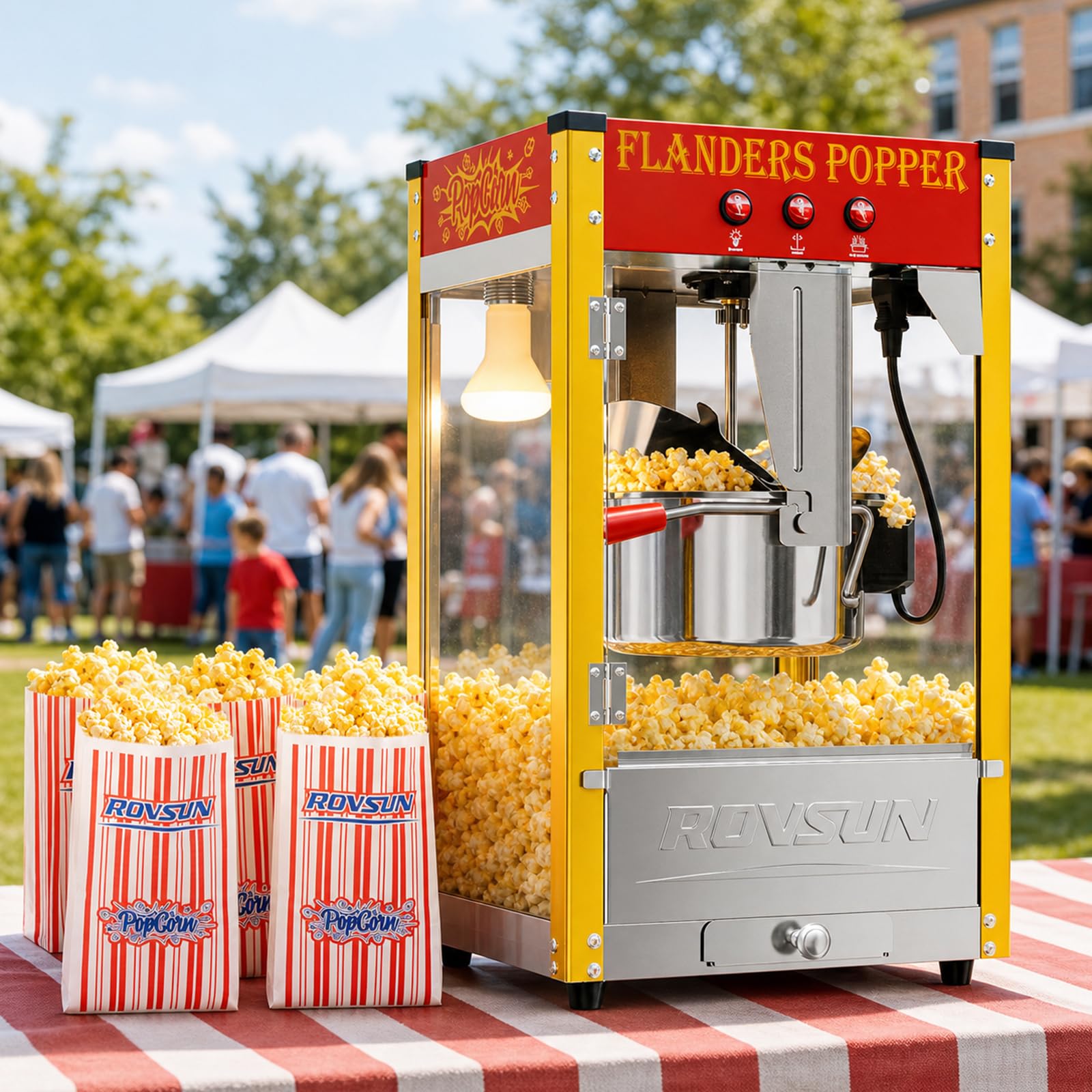 ROVSUN Machine A Pop Corn 800W 10OZ Acier Inox Sans Brûlure Rouge Fête