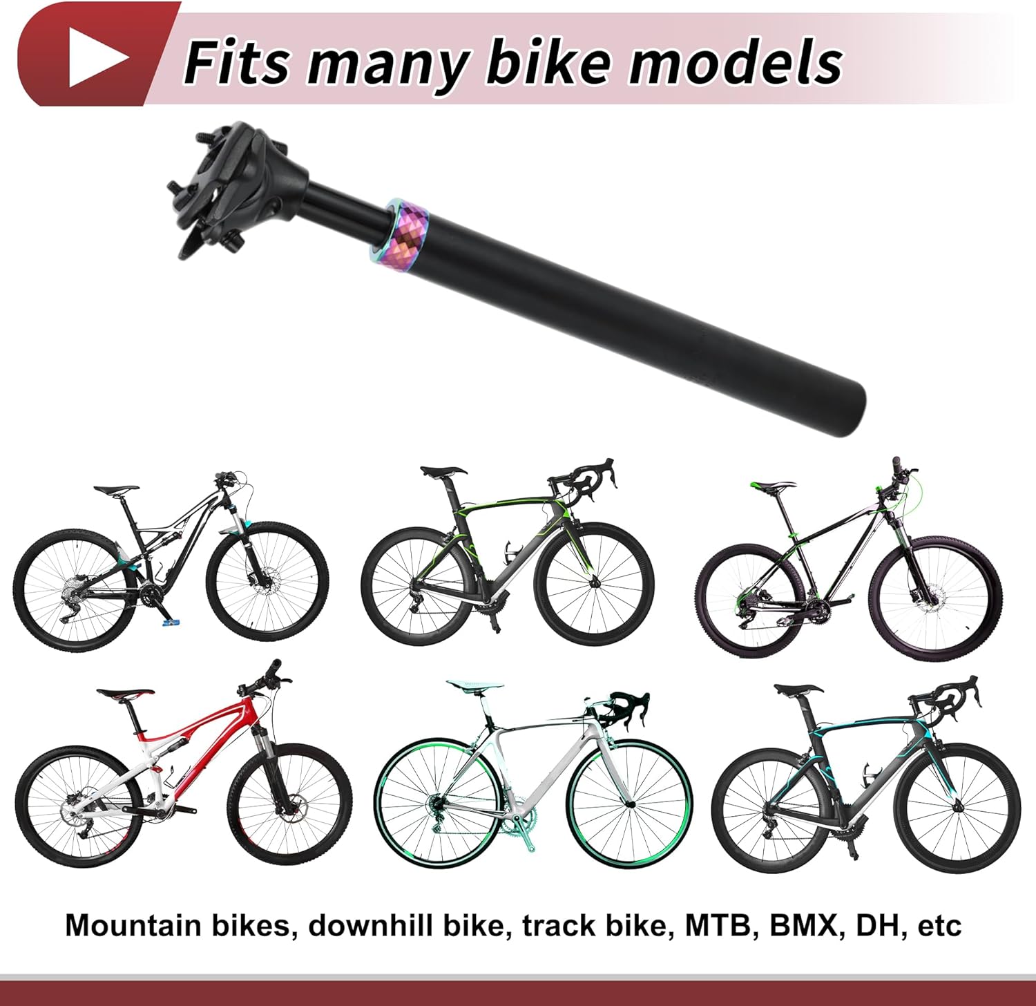 1 Pc Most Mountain Bikes Bike Seat Posts Suspension Shock Absorber Bike Saddle Post Seat Tube 31.6x350mm Black Assorted Color Aluminum Alloy
