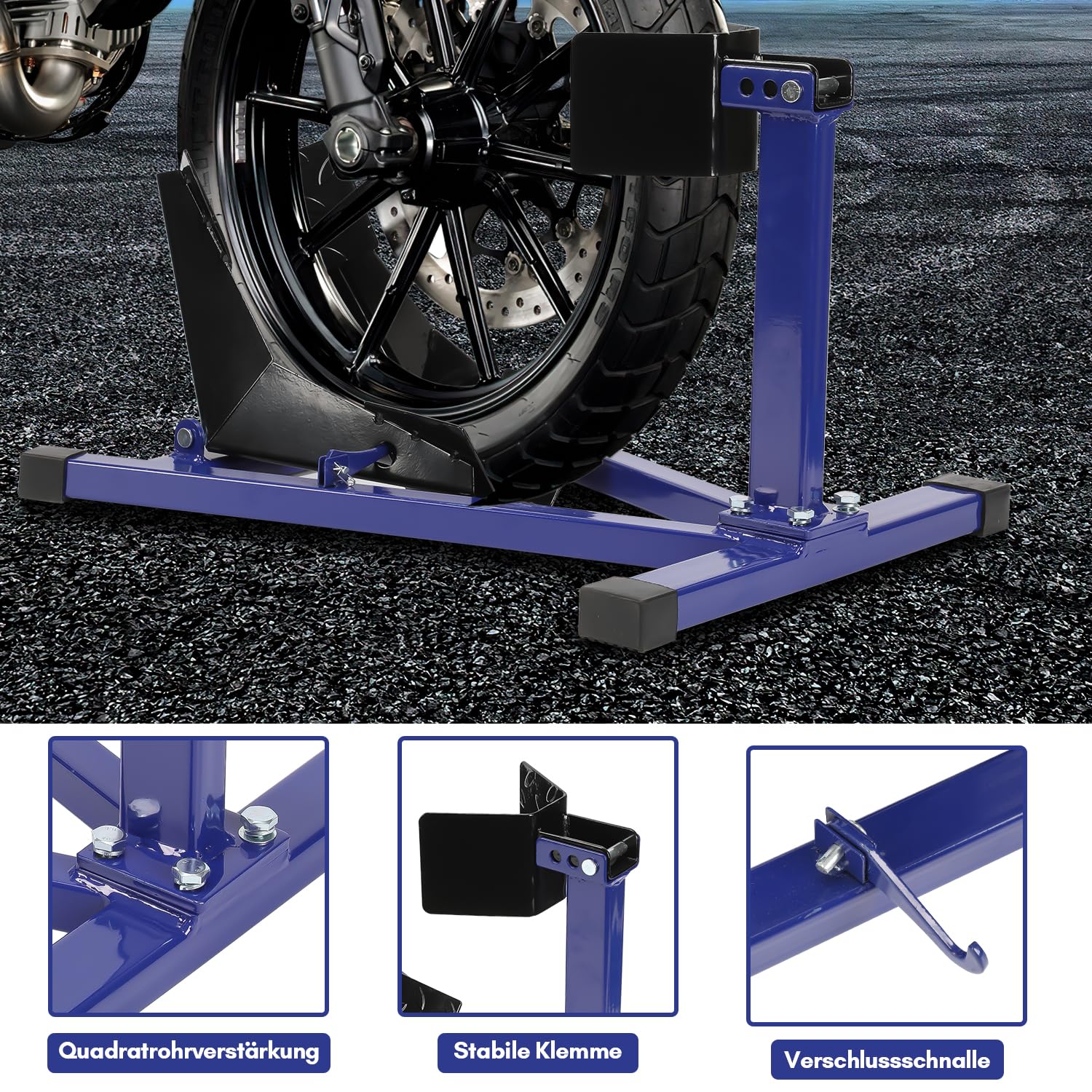 Motorradwippe, Motorradständer vorne für 17-21" und 60-160 mm Reifen, Motorrad ständer aus Stahl, Rutschfest Einstellbar Transportständer Vorderradhebeständer für Vorderreifen