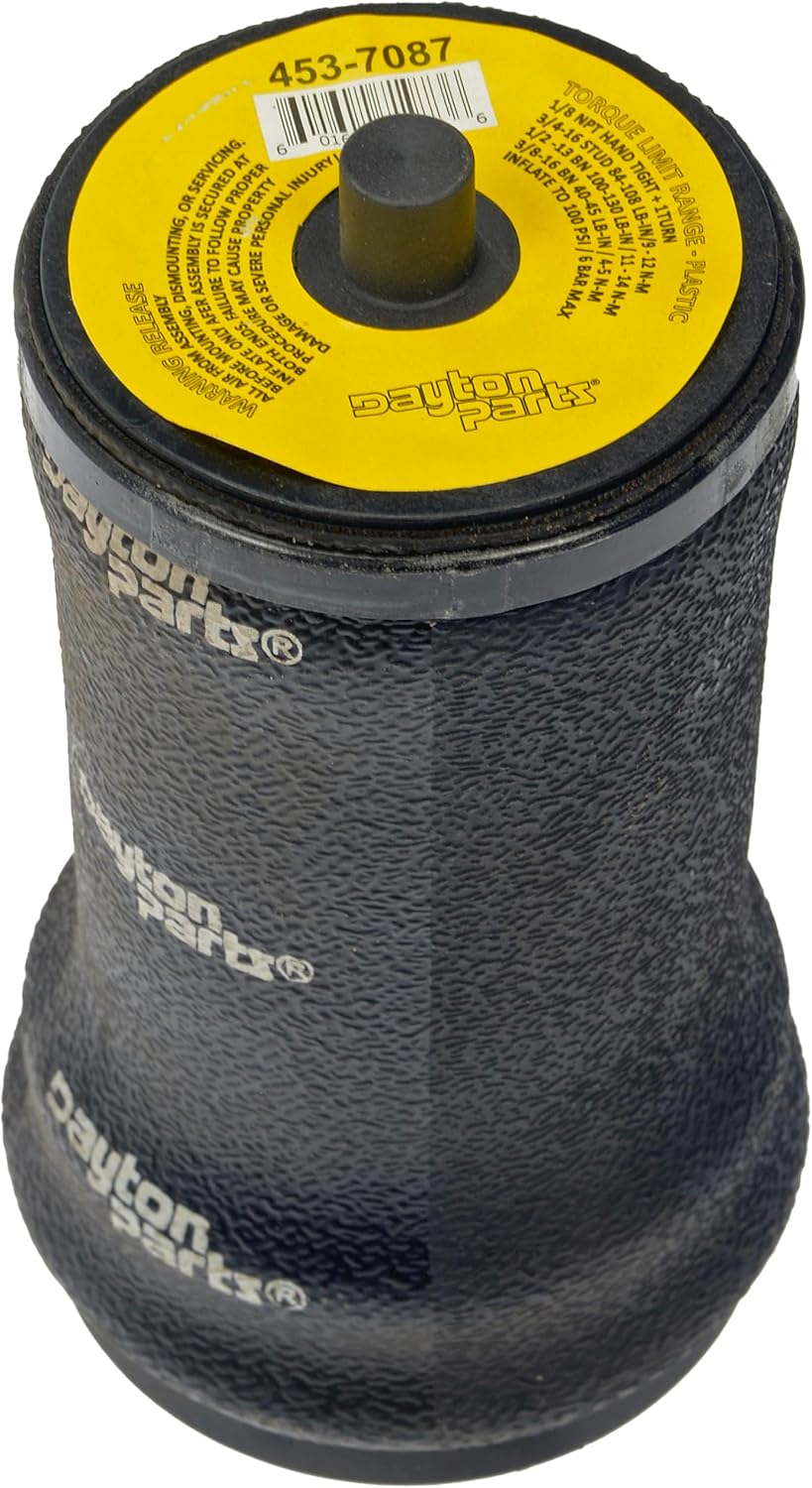 Dayton Parts 453-7087L Air Spring, Sleeve, Composite Piston, 5.9" Static Height, 3.27 Top Plate Diameter, 2.84 Piston Diameter, 1 Fitting Top Plate, 1 Fitting Piston