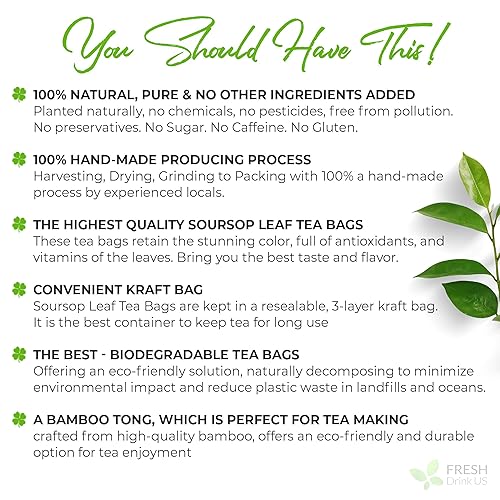 Miniatura 3 de 33 bolsas de té de hoja de graviola de guanábana premium, 100% natural y puro de hojas de guanábana, hechas a mano, hechas con materiales naturales,