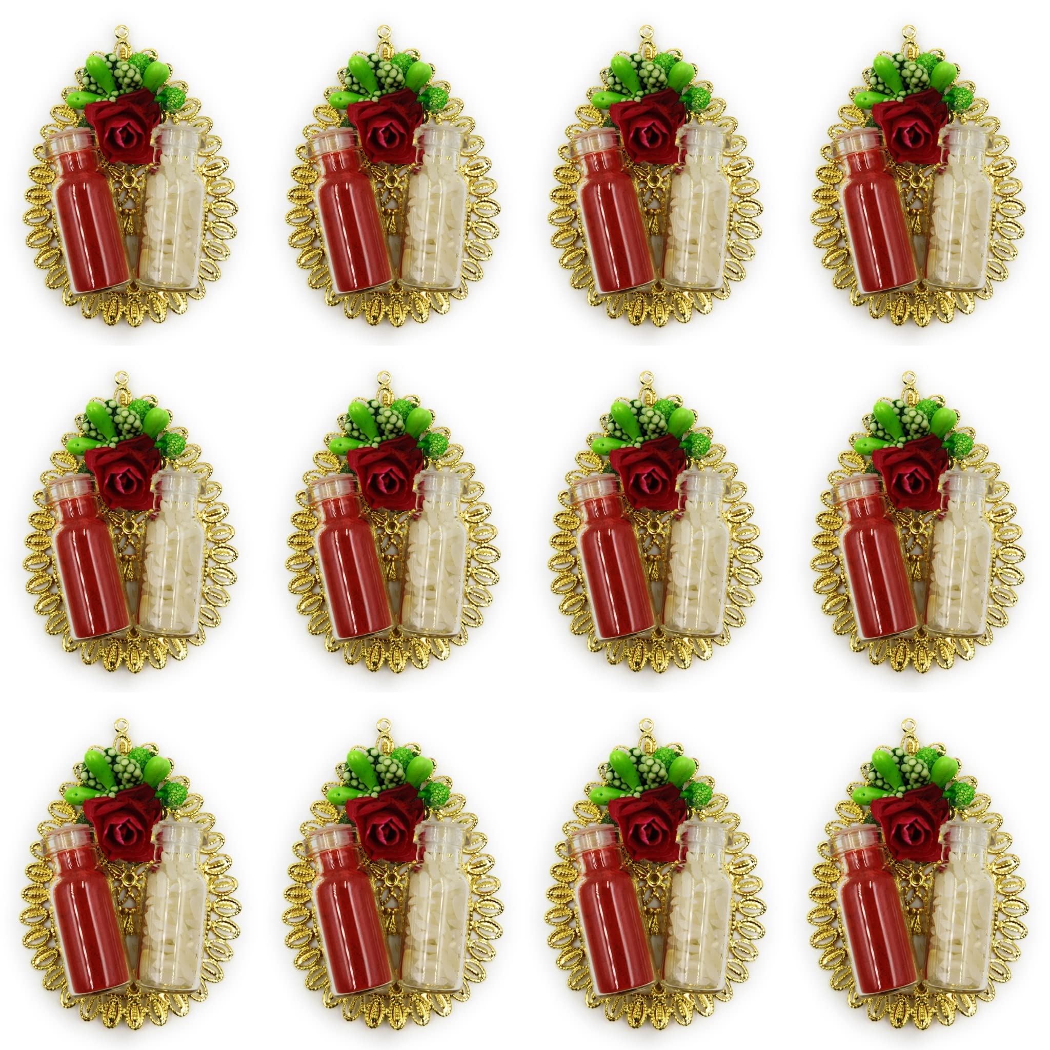 Sau Rang Roli Chawal in Mini Glass Bottles Kumkum for Puja Gift, Rakhi Festival Rakshabandhan and Bhai Dooj - Set of (12) (B0B82SVTNT) Amazon Price History, Amazon Price Tracker