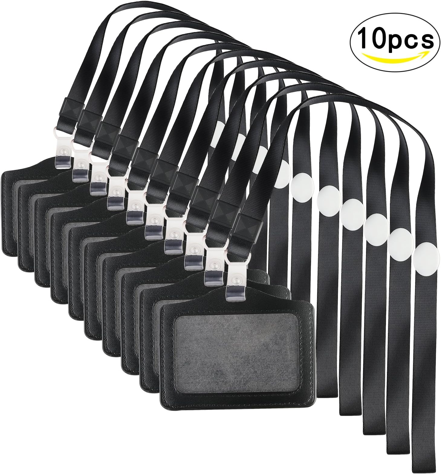 Badge Holder,MEZOOM 10 Pcs Badge ID Card Holders Name Tags Credit Card Sleeves Protectors Organizer with Lanyard Strap for Affairs Office School