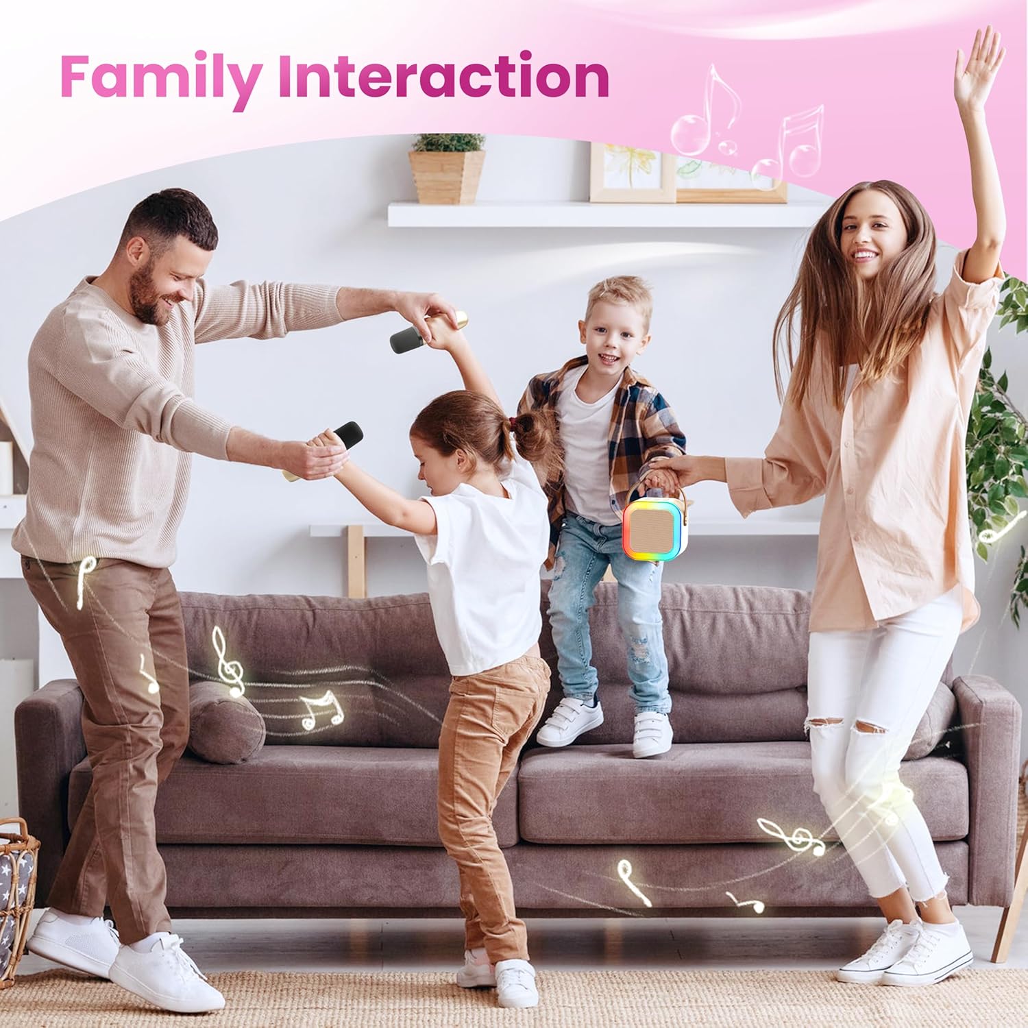 Mini Karaoke Machine for Kids Adults, Portable Bluetooth Speaker with 2 Wireless Karaoke Microphones, 2026 TOP Birthday for Girls Boys 3,4,5,6,7,8+Year Old Toddler Toys Karaoke Player Valentine(Gold) - Image 9