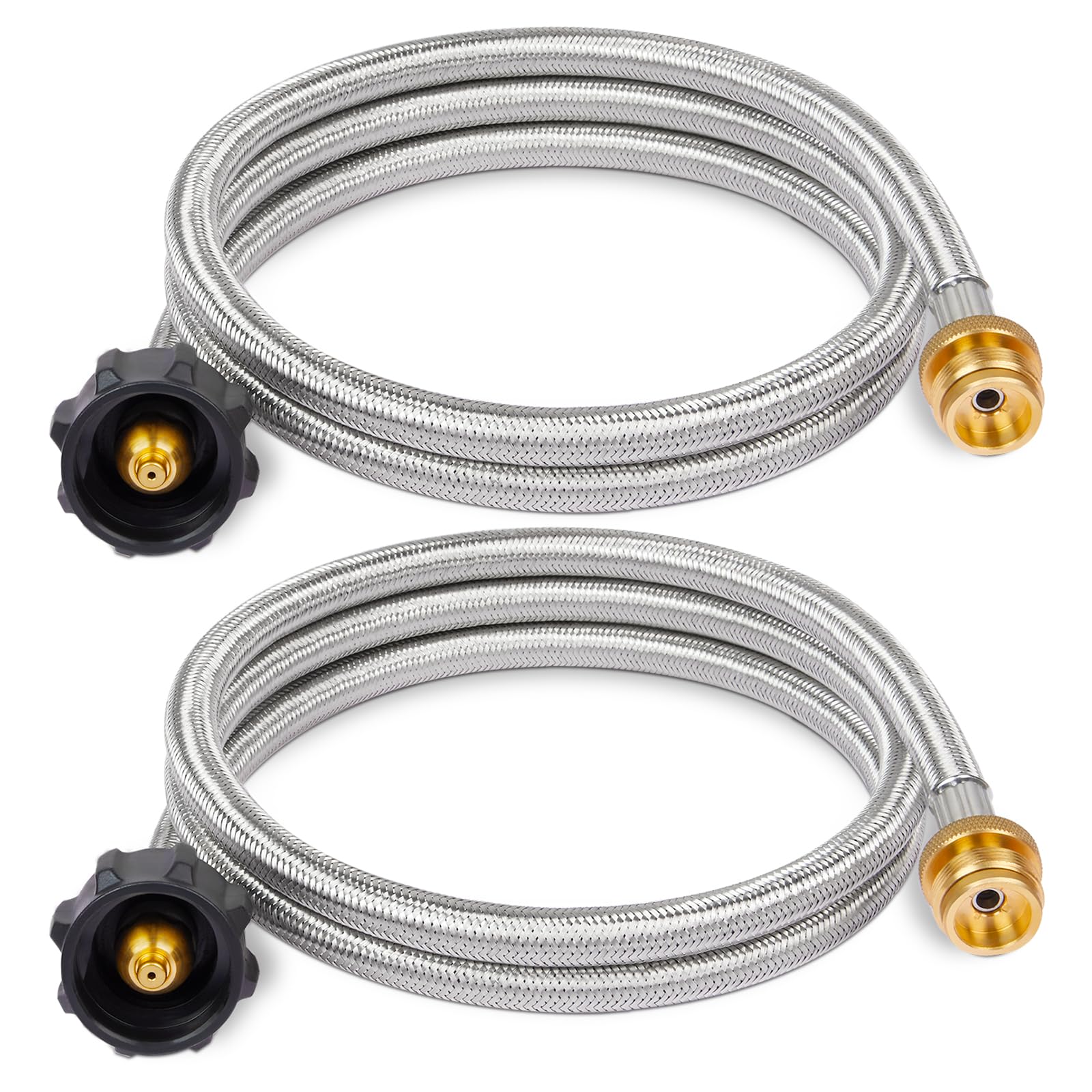 SHINESTAR 5FT Propane Tank Hose Adapter Stainless Steel Braided 2Pack