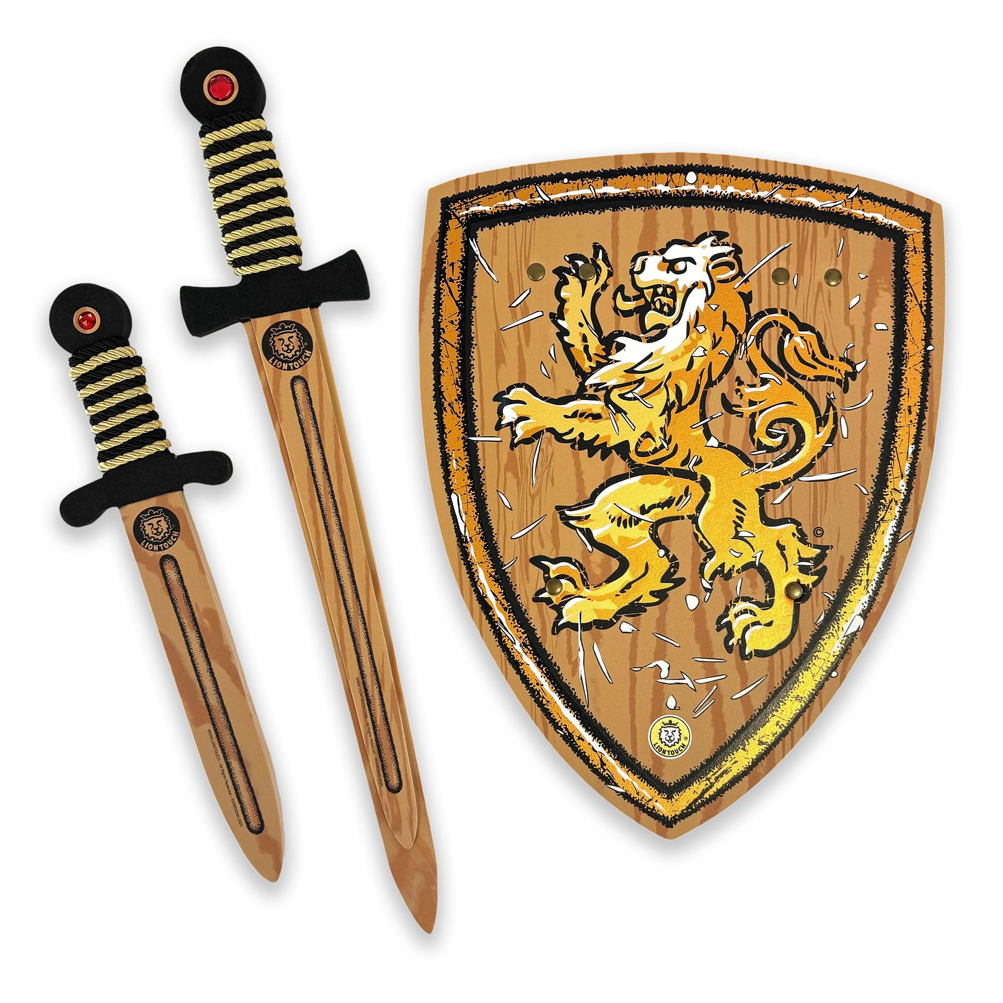 Liontouch - WoodyLion Foam Sword, Shield & Dagger | Woodlike Toy Set for Kids – Age 3-8 Years | Ideal for Outdoors Pretend Play | Safe & Flexible