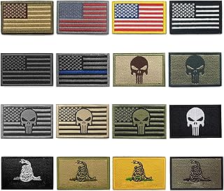 WZT Bundle 16 Pieces American Flag Tactical Morale Military Patch Set