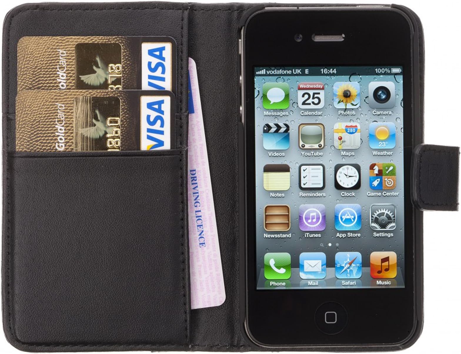 Chelsea Indulgent Real Leather Compact Wallet Case for iPhone 4 4S with Card Holder in Black