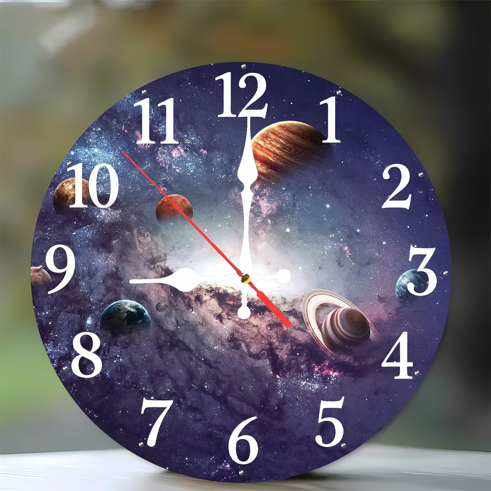 Horloge murale moderne et silencieuse galaxie 35 cm en bois