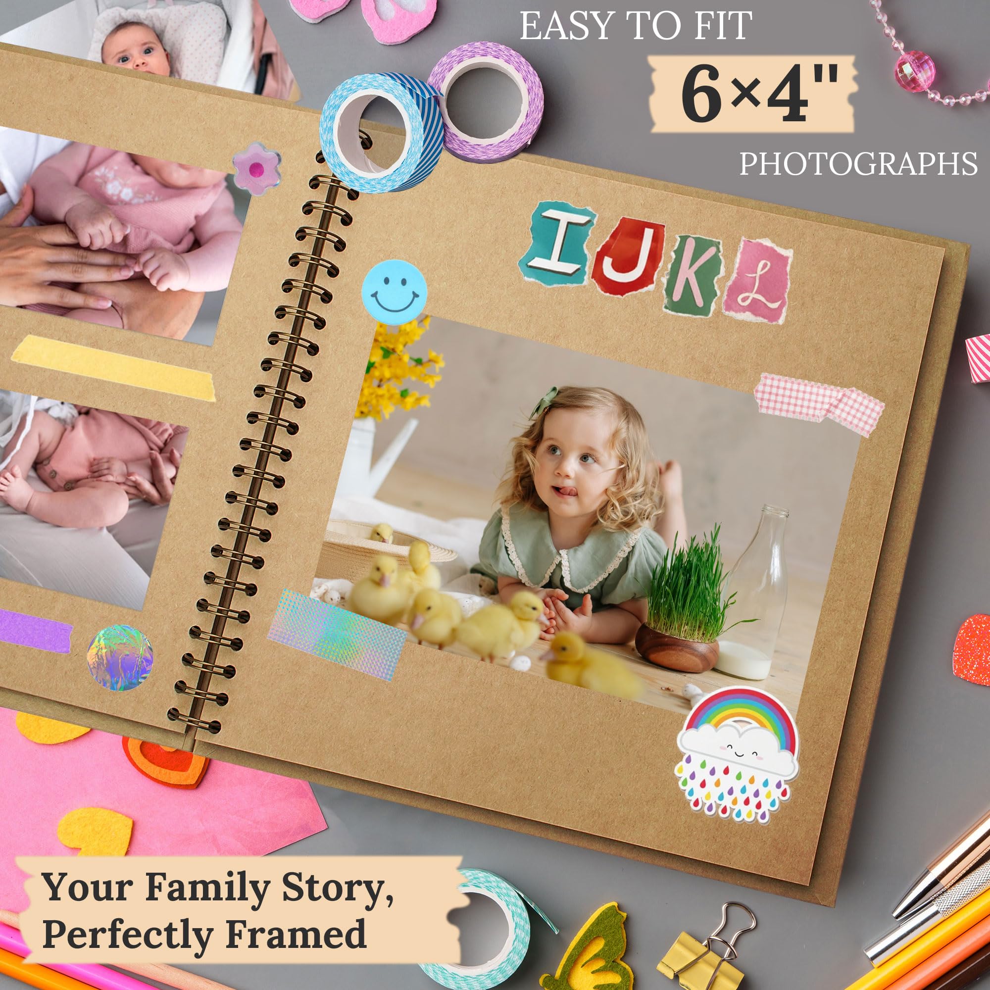 Album do scrapbookingu, 20 x 20 cm, album do scrapbookingu, twarda okładka, papier pakowy, albumy fotograficzne, 20 arkuszy, książka pamiątkowa dla rodziny, na ślub